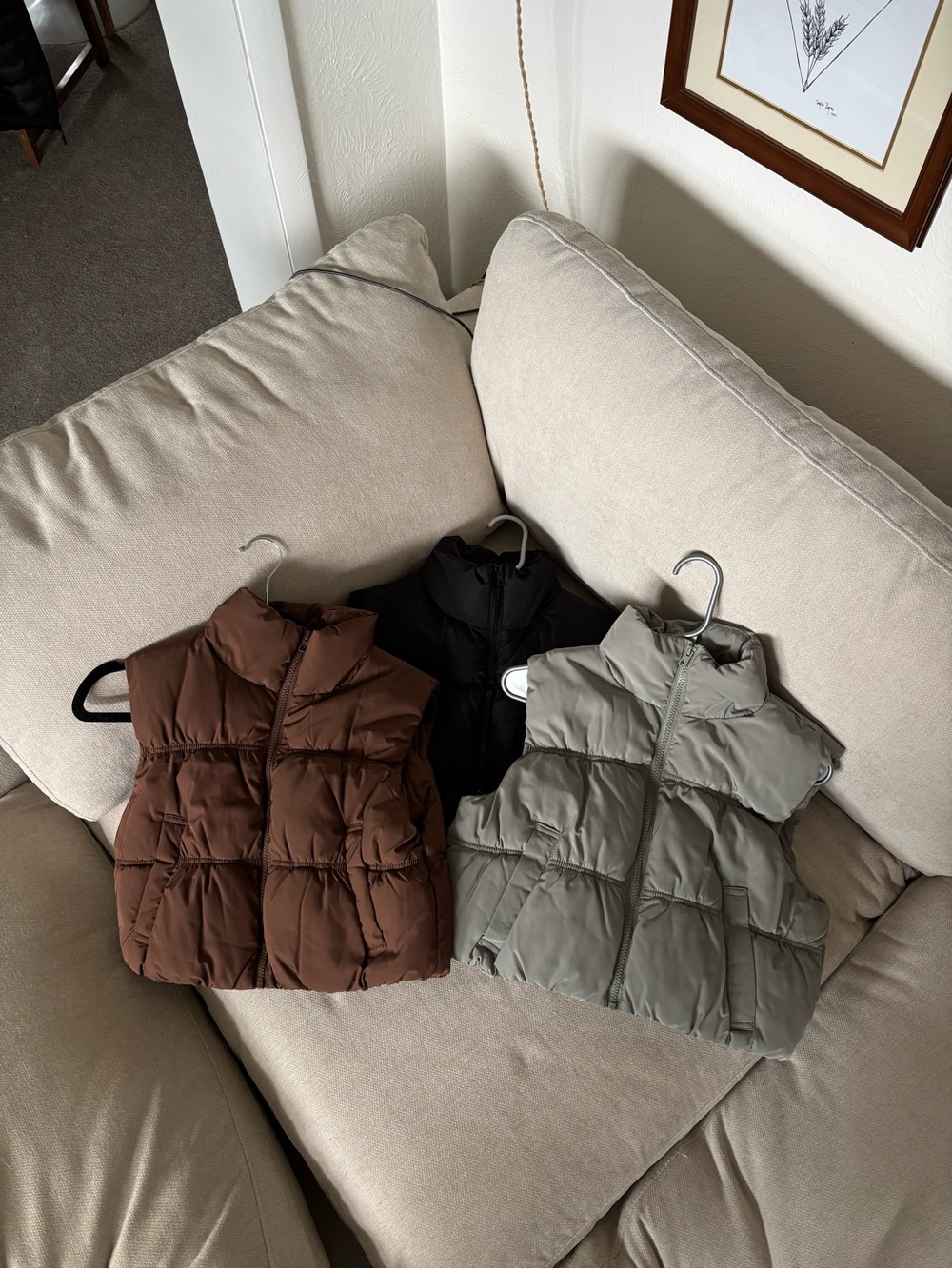 H&M 3 Vest Trio - Brown, Black & Olive XS